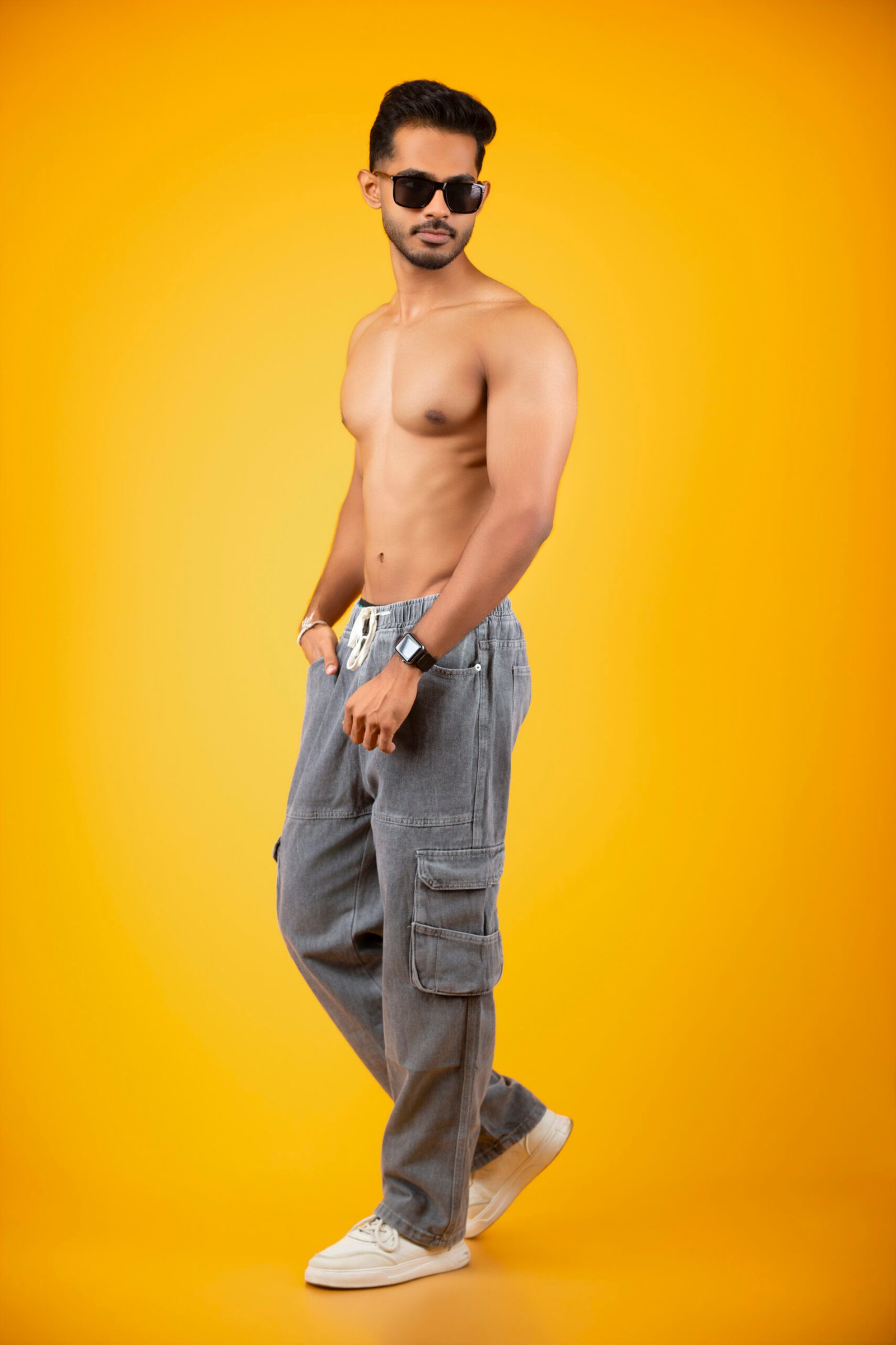 Drawstring Pocket Jeans – Black