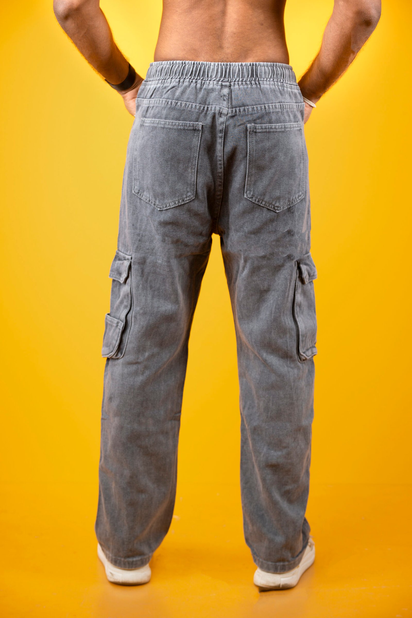 Drawstring Pocket Jeans - Black - Image 4