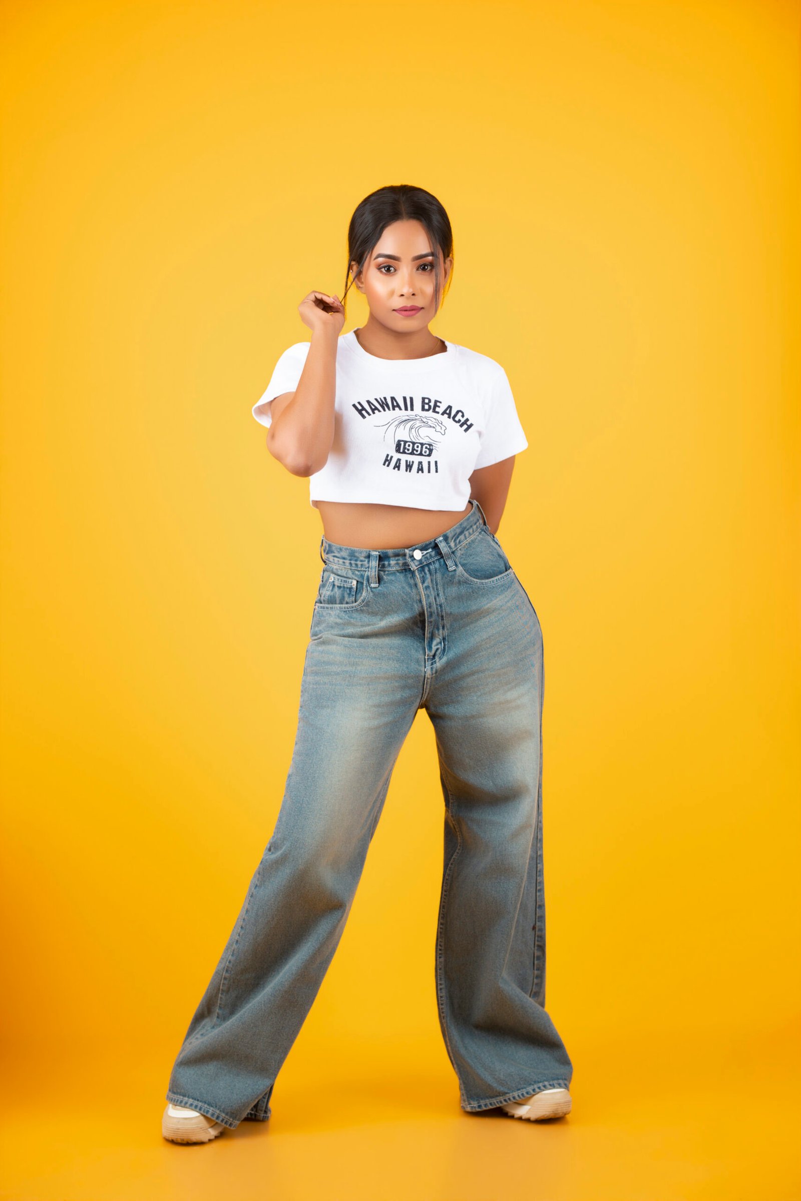 Hawaii Beach Ribbed Crop Top – Free Size - Image 4